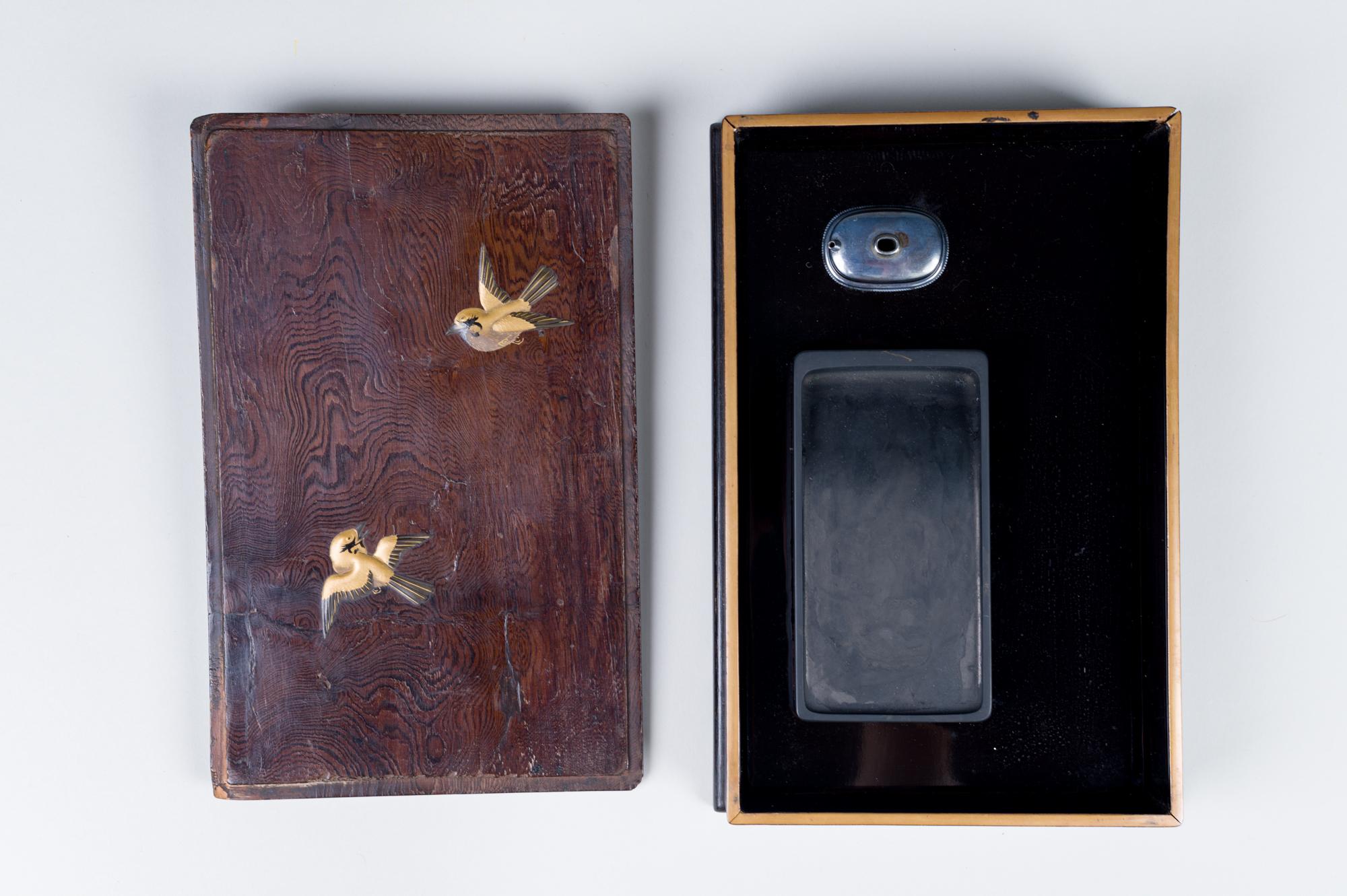 Japanese Edo Period Zitan Wood Suzuribako 'Writing Box' with Bamboo Design