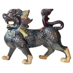 Edo Style Old Foo Dog in Glazed Ceramic