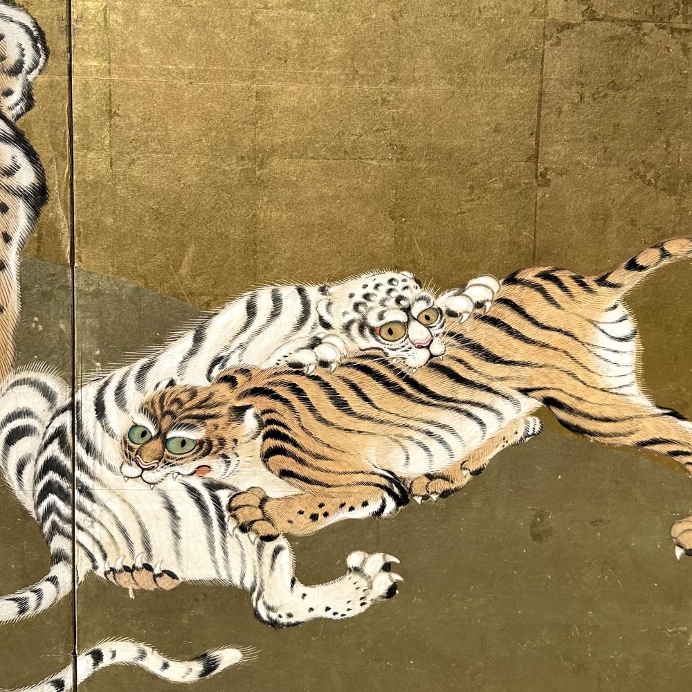 18th Century and Earlier Edo Tiger Screens by Tosa Mitsusada For Sale