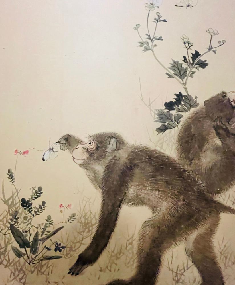 Edo Two-Panel Screen of Japanese Macaques in the Style of Mori Sosen In Good Condition For Sale In New York, NY