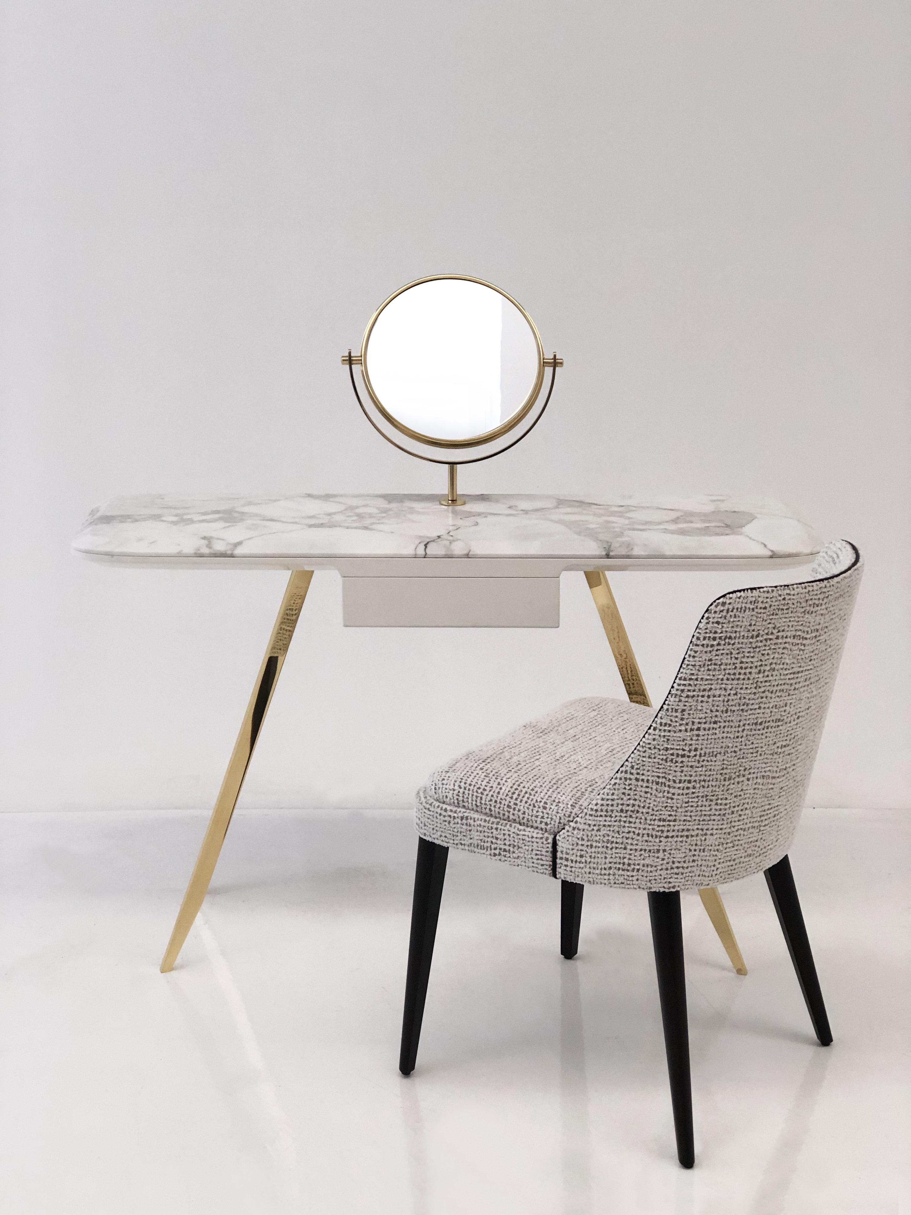 Contemporary Edo Vanity, Console with Top in Marble and Metal Legs For Sale