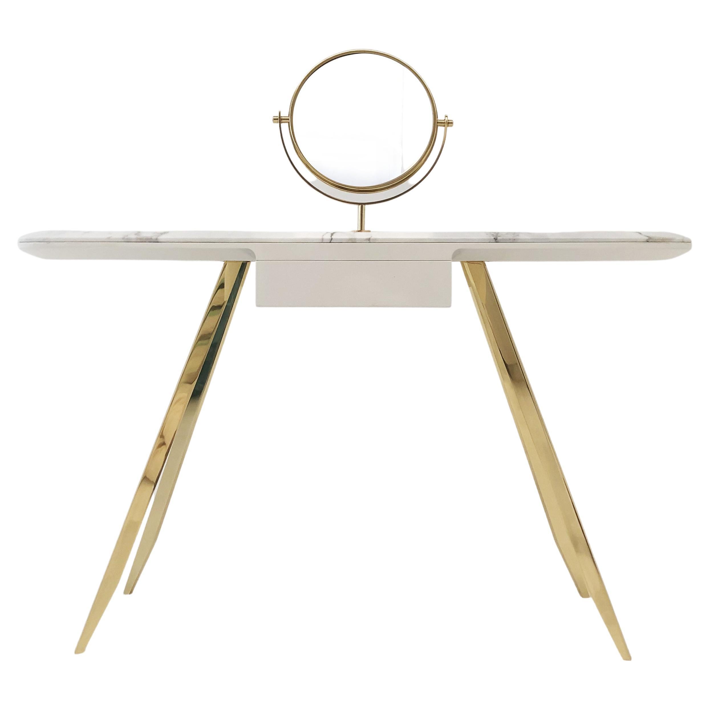 Edo Vanity, Console with Top in Marble and Metal Legs