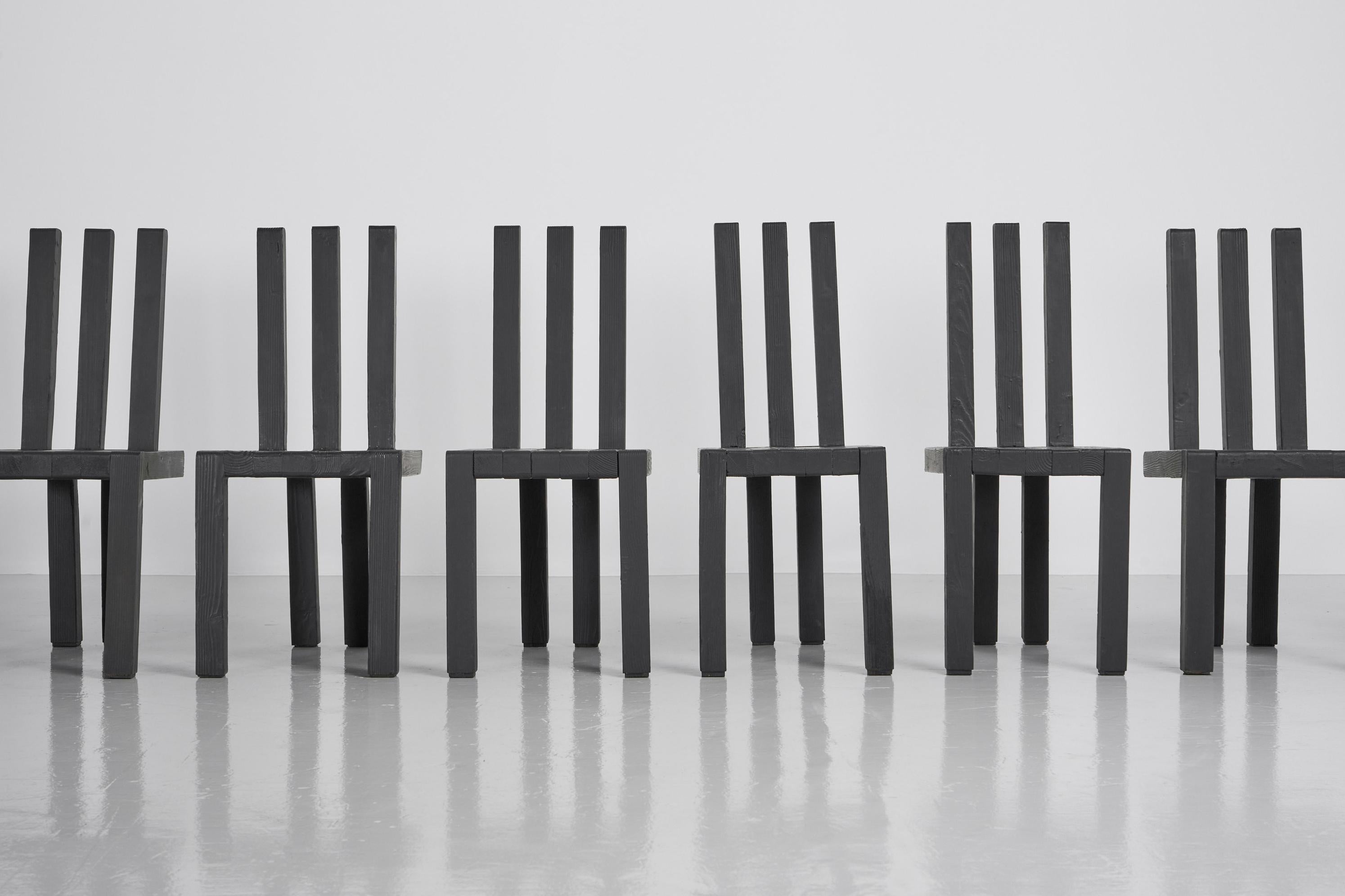 Pine Edoardi Landi dining chairs for Studio D Italy 1973 For Sale