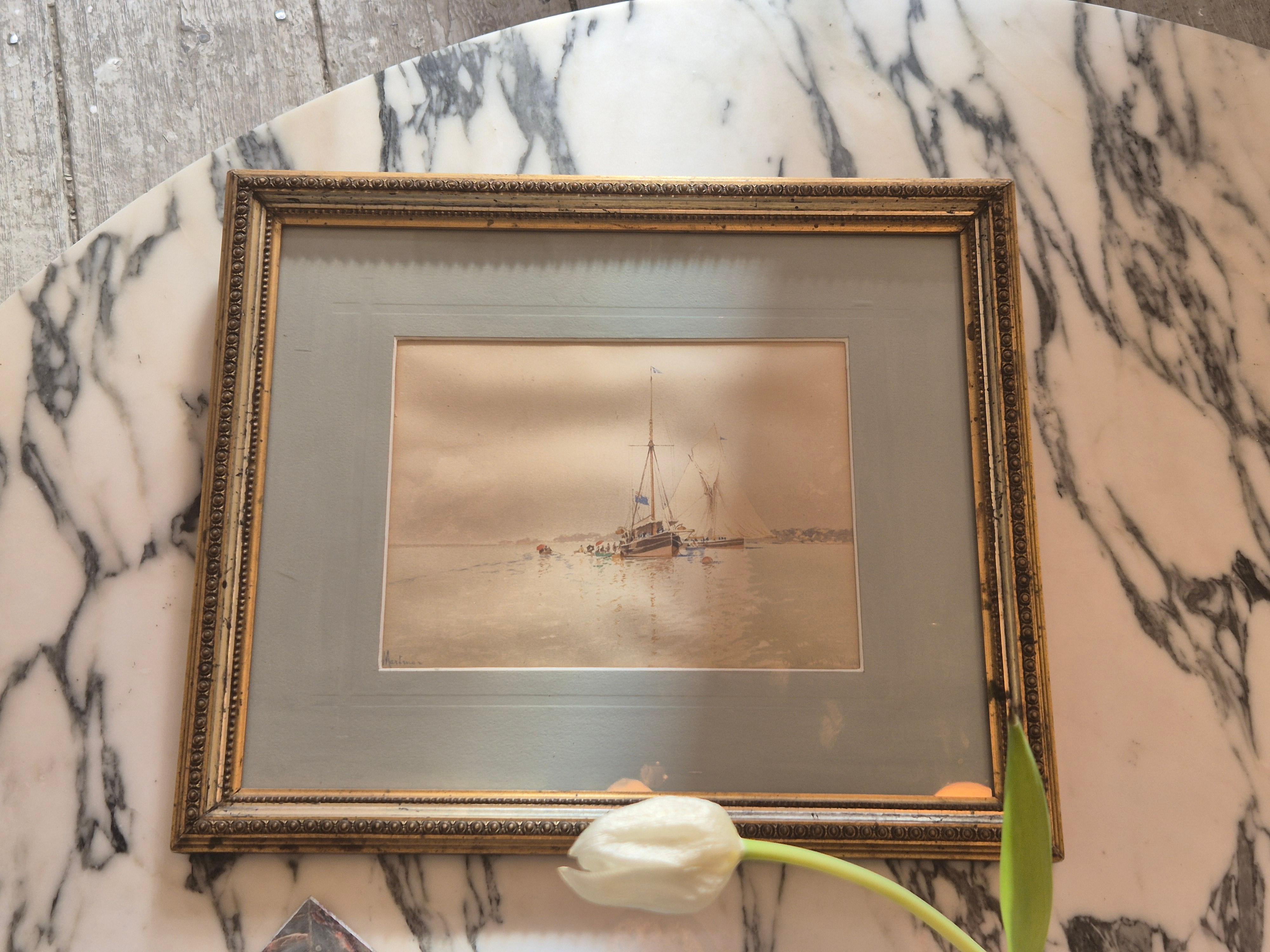 Edoardo De Martino (Italy 1838‑1912), Off the Isle of Wight, watercolor, 1863 For Sale 5