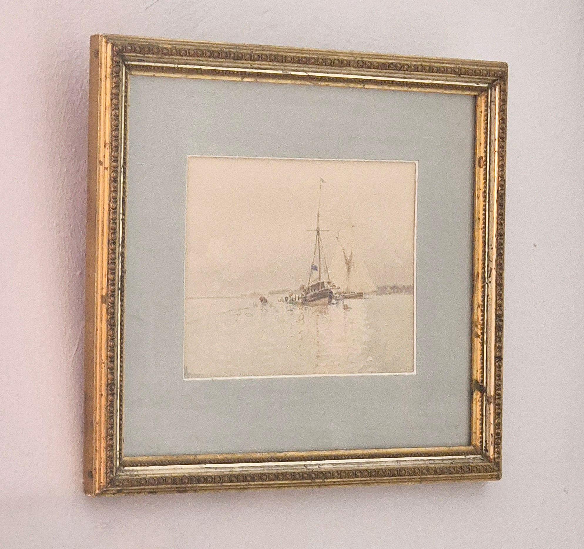 Watercolour on paper, title and motif 'Off the Isle of Wight