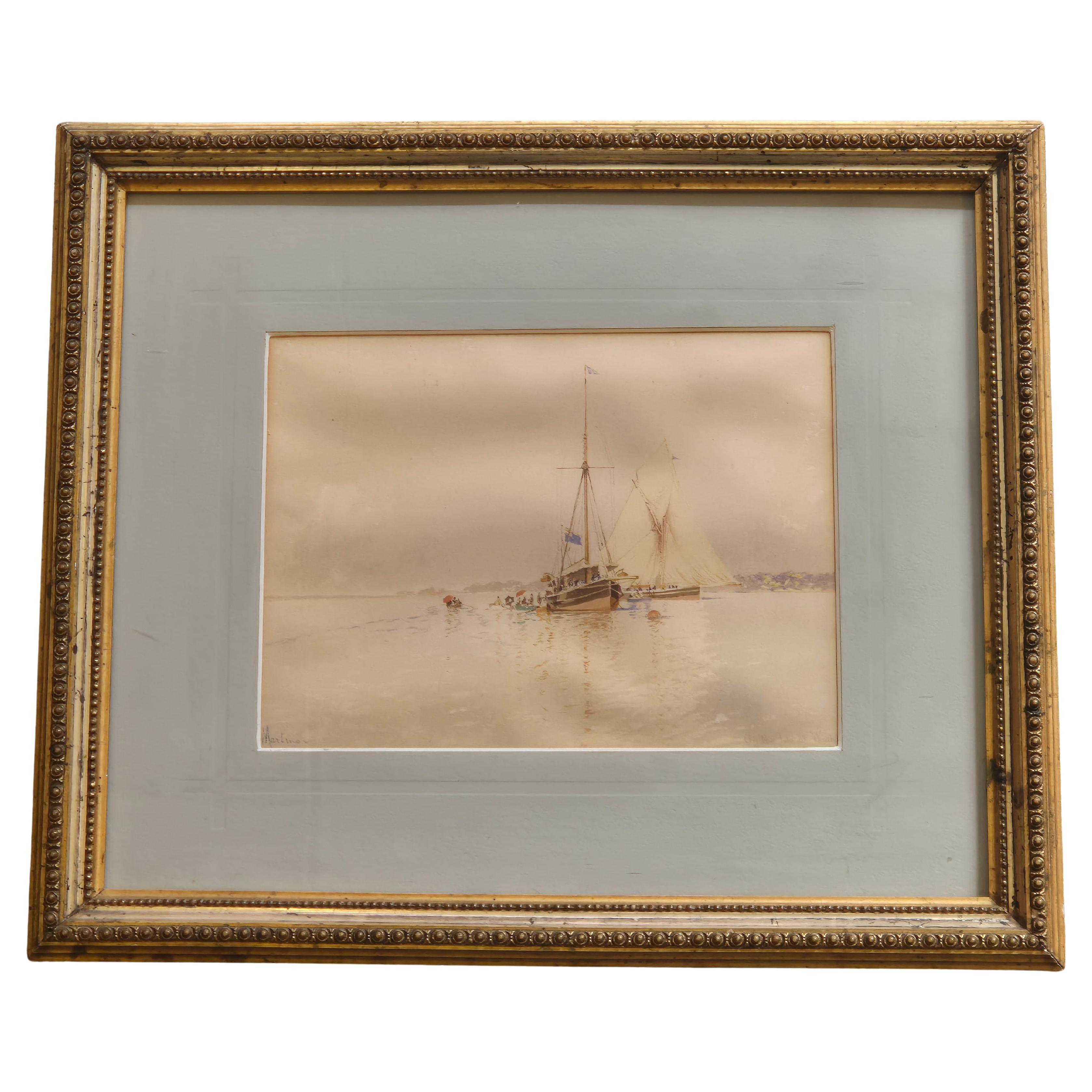 Edoardo De Martino (Italy 1838‑1912), Off the Isle of Wight, watercolor, 1863