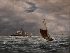 Oil Painting by Edoardo Federico de Martino "An Italian Coastal View"