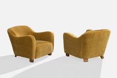 Edoardo Gellner, Lounge Chairs, Velvet, Wood, Italy, 1947