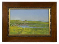 Romantische Landschaft im römischen Stil – Mixed Media von E. Gioja – 1908