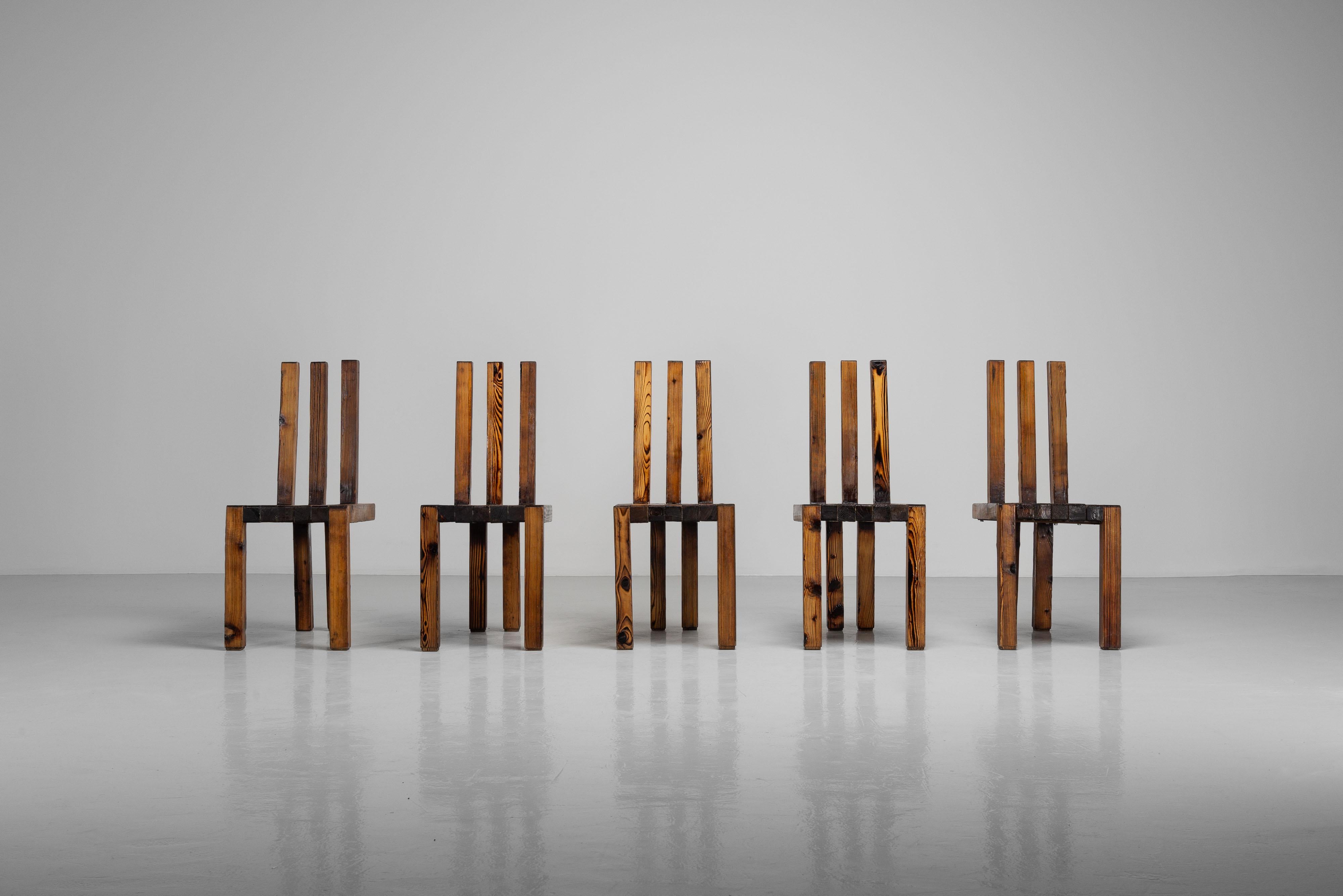Edoardo Landi chaises de salle à manger set of 5 Studio D A Italy 1973 Bon état - En vente à Roosendaal, Noord Brabant