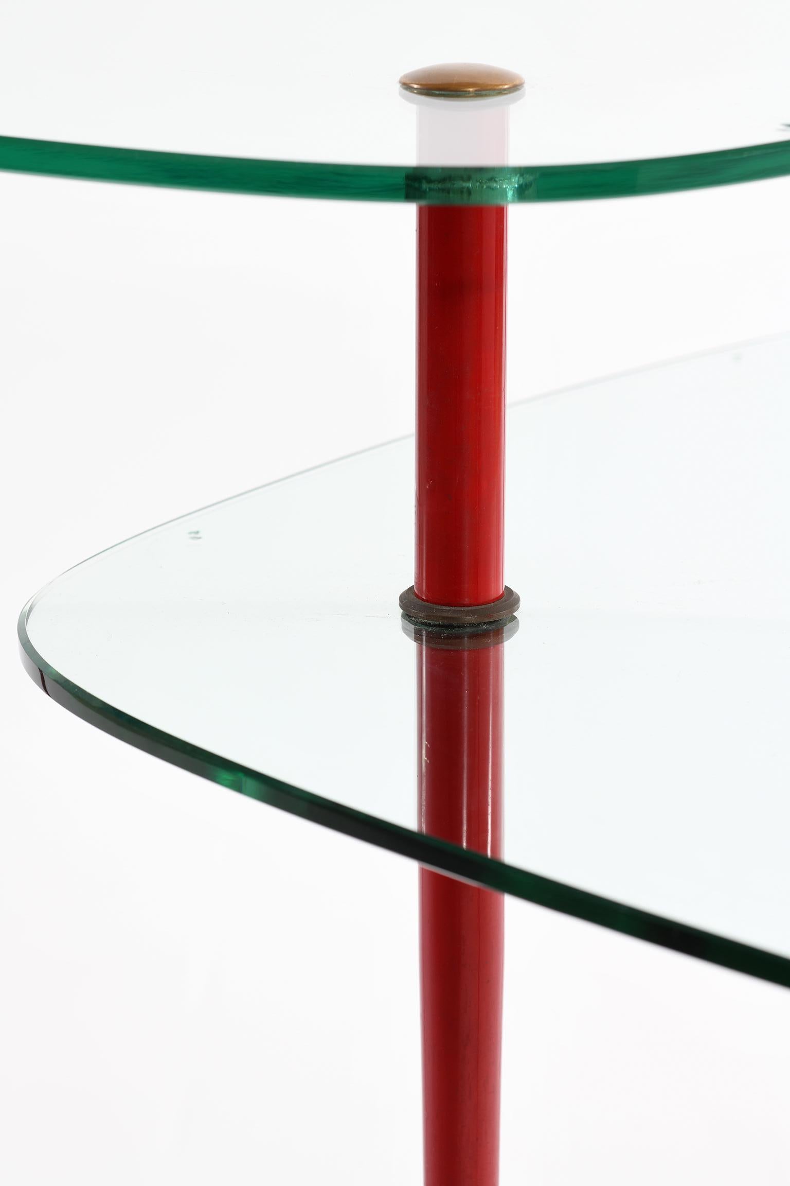 Edoardo Paoli Midcentury Italian Tempered Glass and Brass Side Table 7