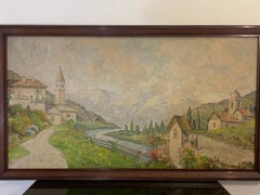 Edoardo Togni, Mountain View, Oil on Canvas, Framed
