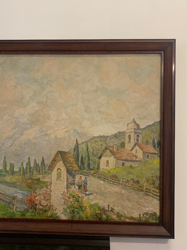 Italian Edoardo Togni, Mountain View, Oil on Canvas, Framed For Sale