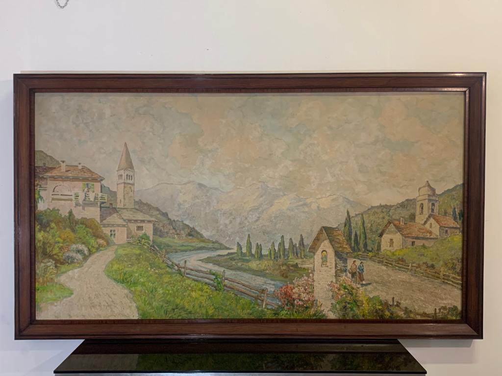 Edoardo Togni, Mountain View, Oil on Canvas, Framed In Excellent Condition For Sale In Montelabbate, PU