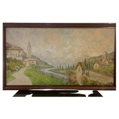 Used Edoardo Togni, Mountain View, Oil on Canvas, Framed