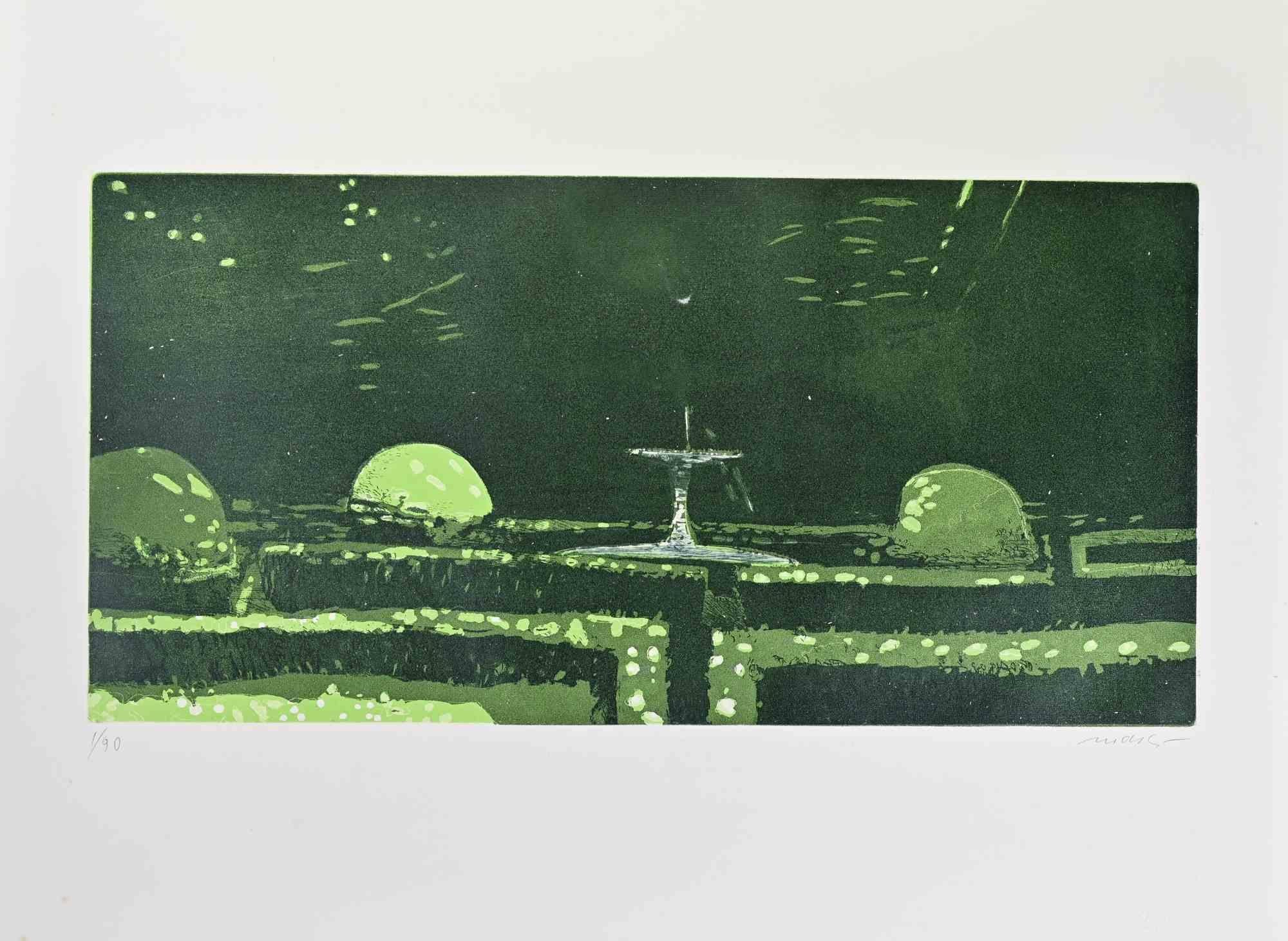 Etching and aquatint realized by Edolo Masci.

Hand signed and numbered in pencil.

Edition of 90.

Excellent condition.