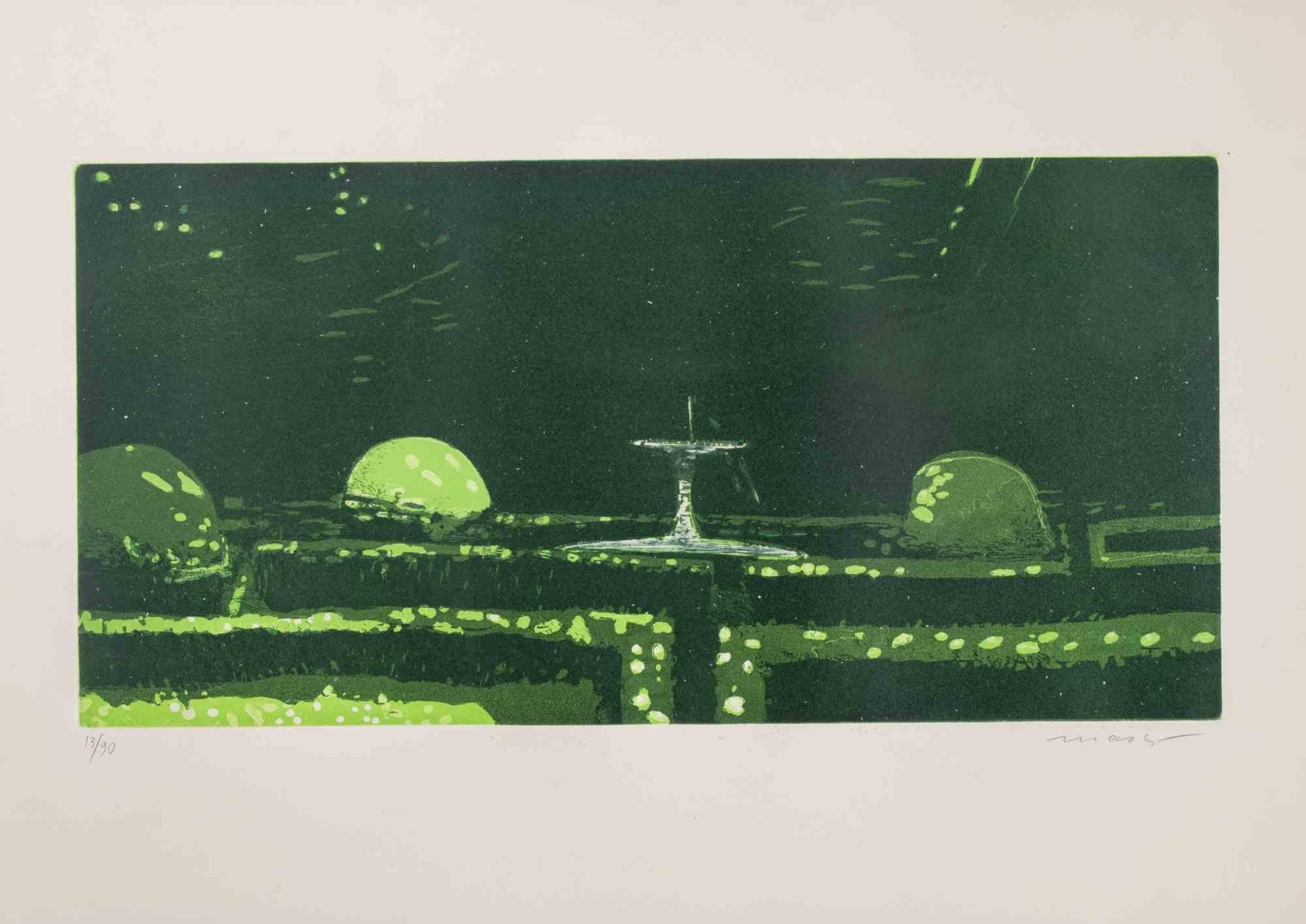 Garden - Etching by Edolo Masci - 1980s
