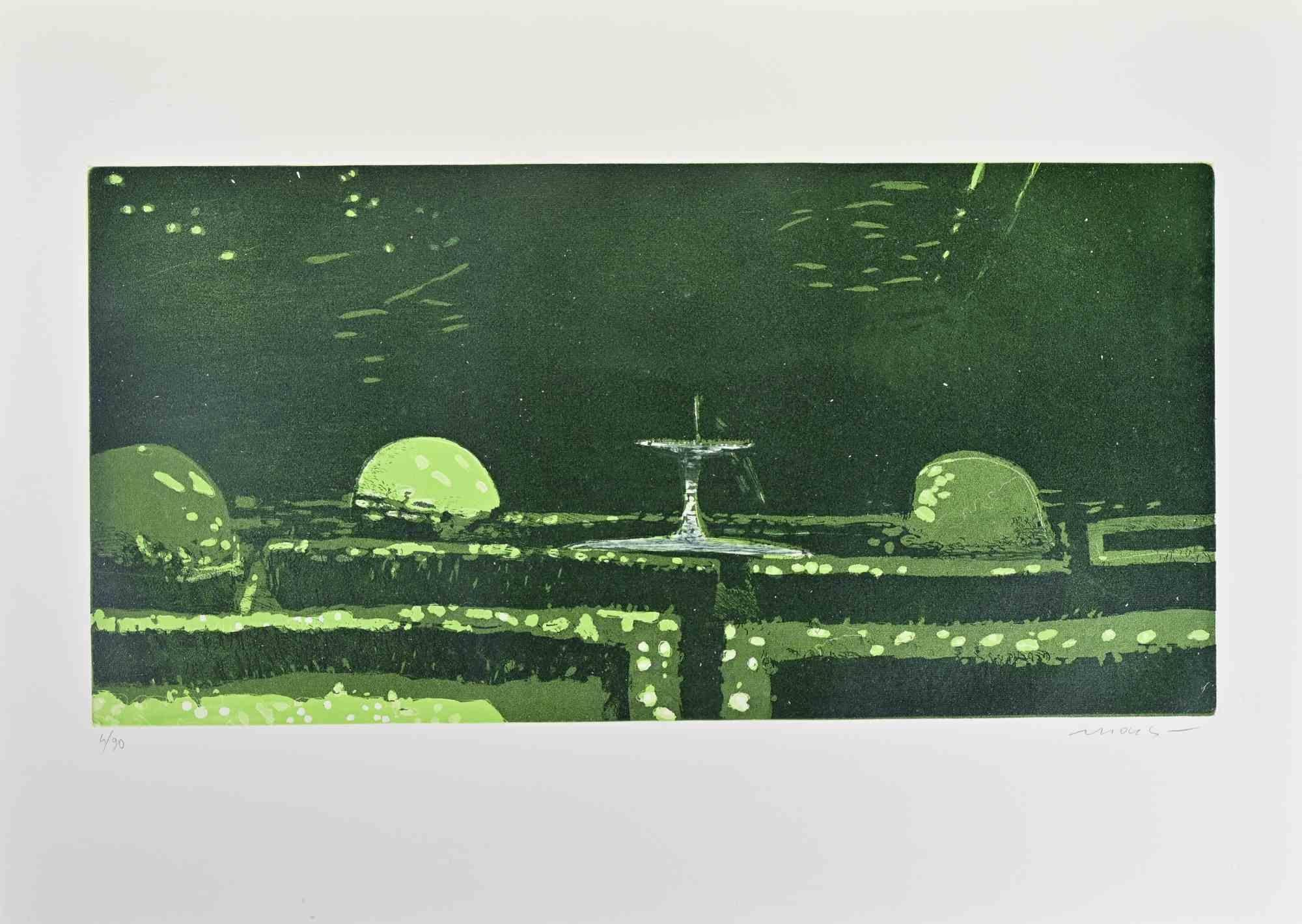 Garden - Etching by Edolo Masci - 1980s