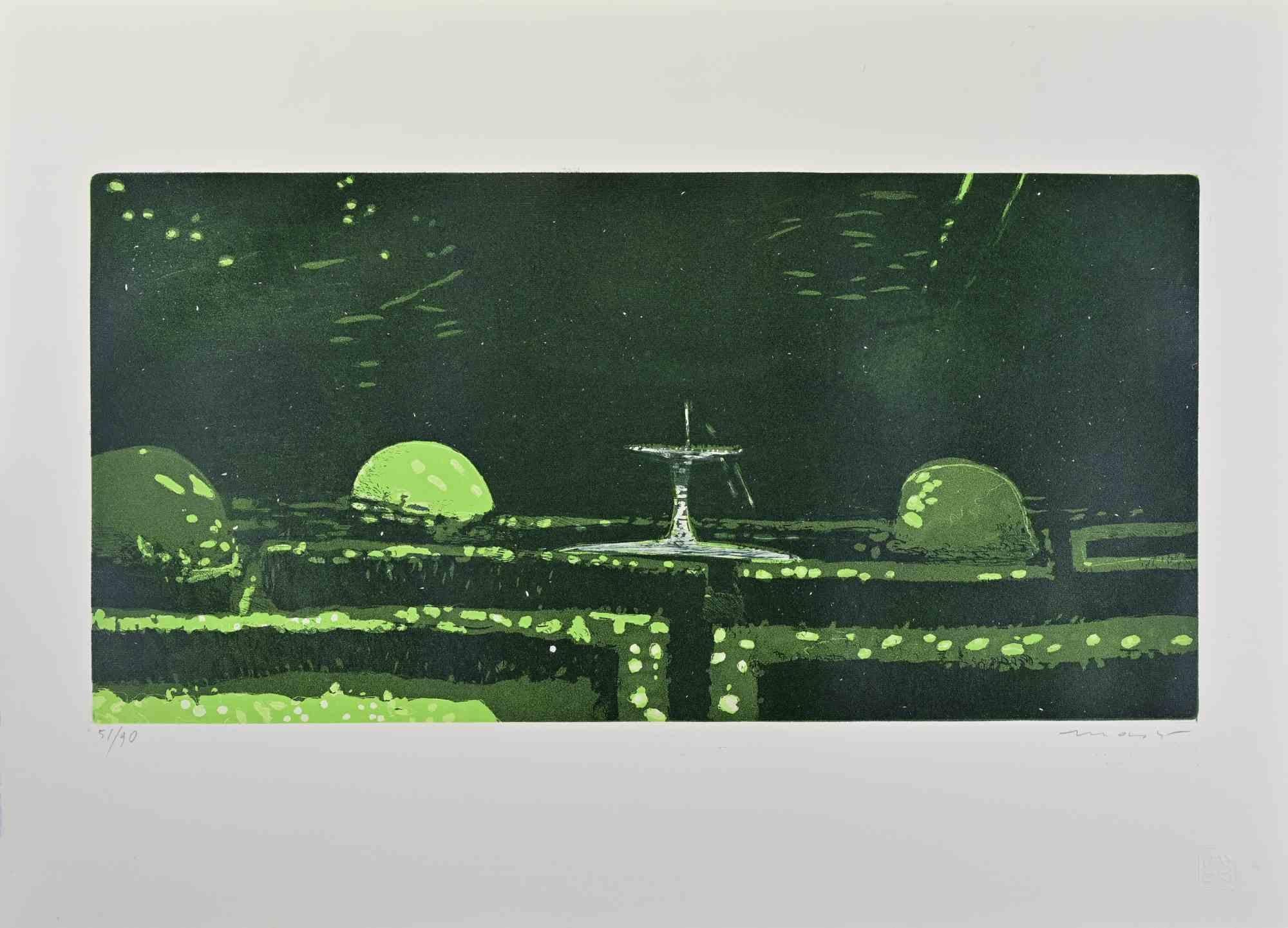 Garden - Etching by Edolo Masci - 1980s