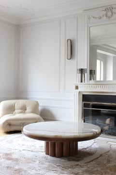 Edoni Coffee table - glossy wood and onyx top