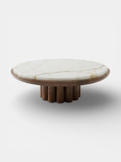 Edoni Coffee table - glossy wood and onyx top