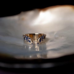 Edoría Open Wedding Ring in 14K Gold & Blue Sapphires by Anastassia Sel Jewelry