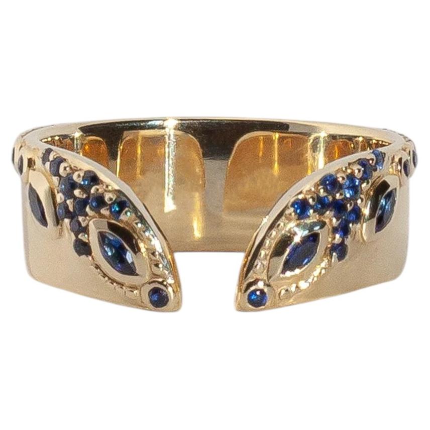 Edoría Open Wedding Ring in 14K Gold & Blue Sapphires by Anastassia Sel Jewelry For Sale