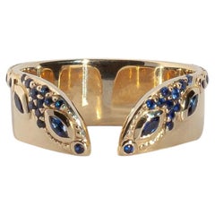 Edoría Open Wedding Ring in 14K Gold & Blue Sapphires by Anastassia Sel Jewelry