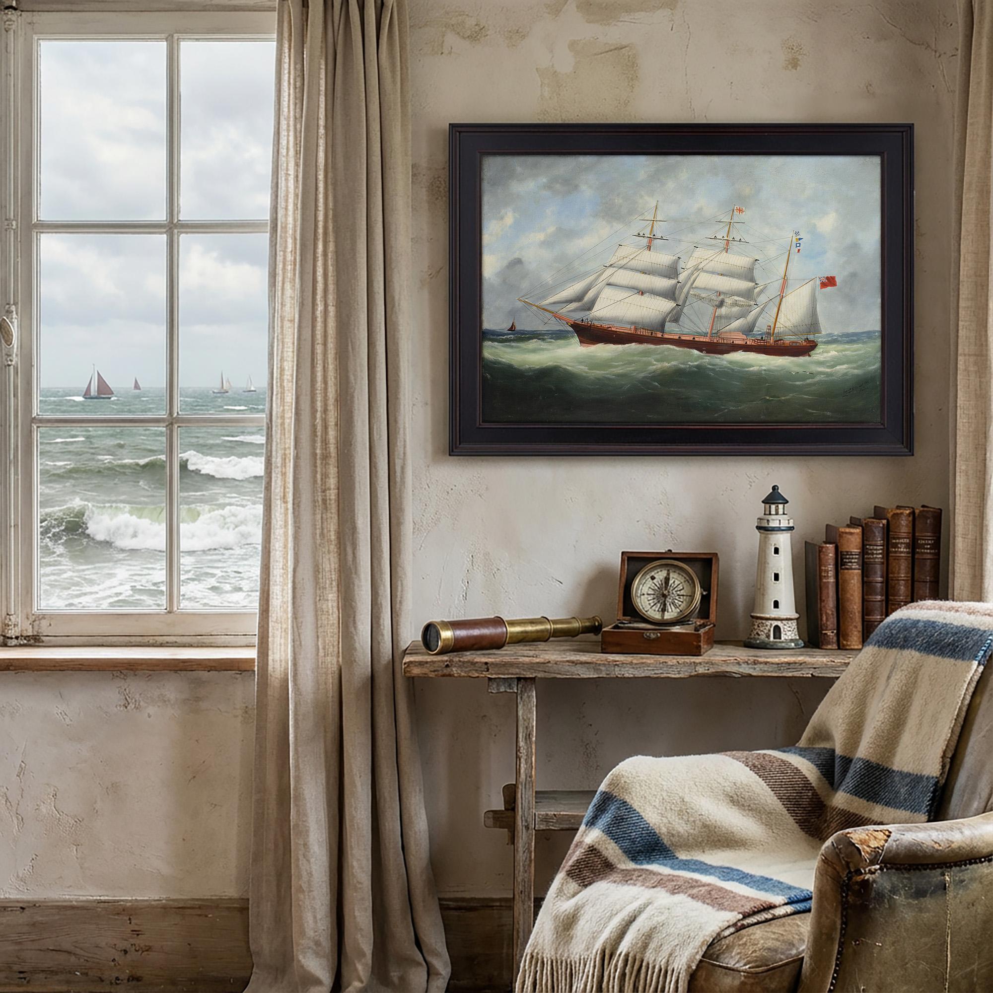 Édouard Adam, Die eiserne Barke Polestar in voller Fahrt – Painting von Edouard Adam