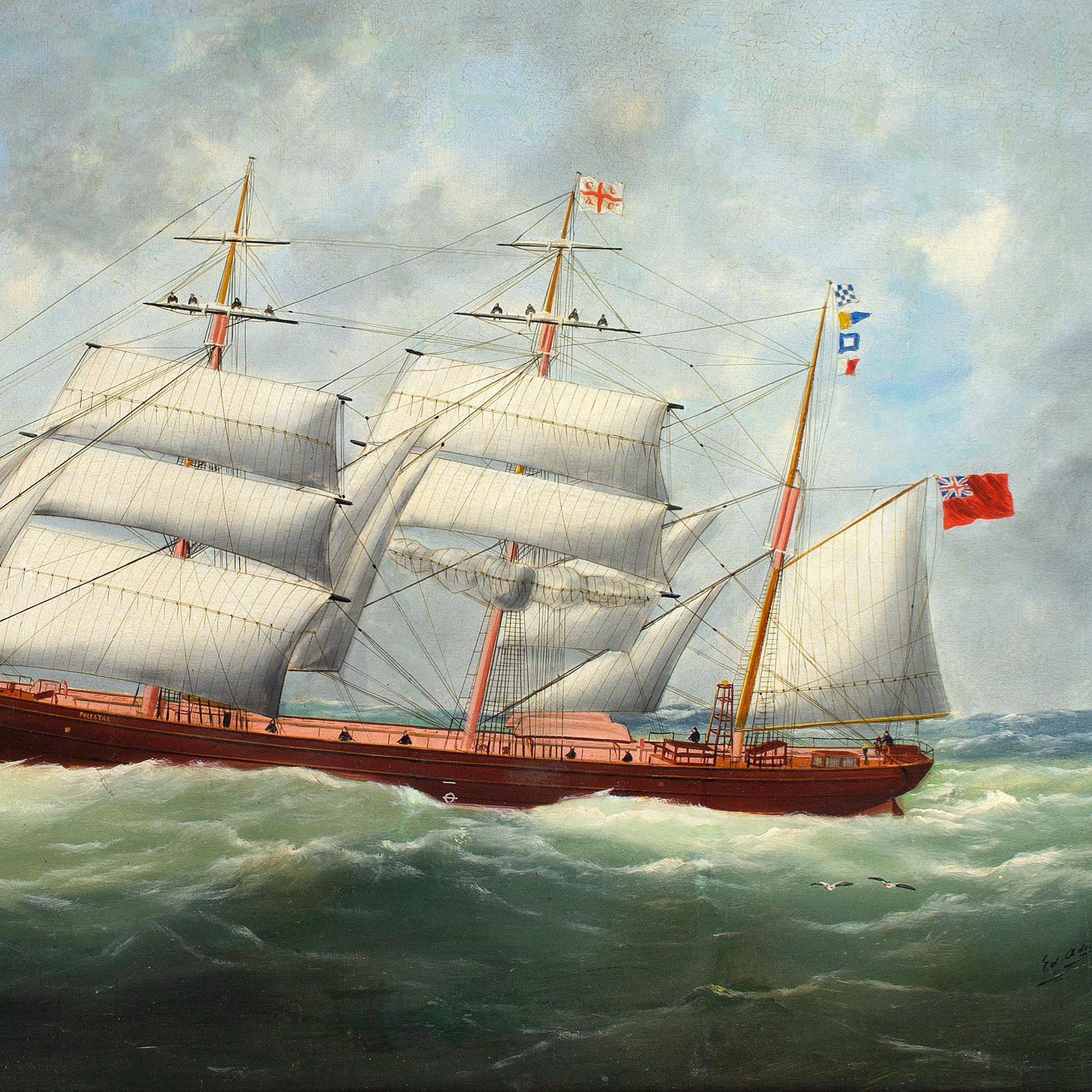 Édouard Adam, The Iron Barque Polestar In Full Sail For Sale 1