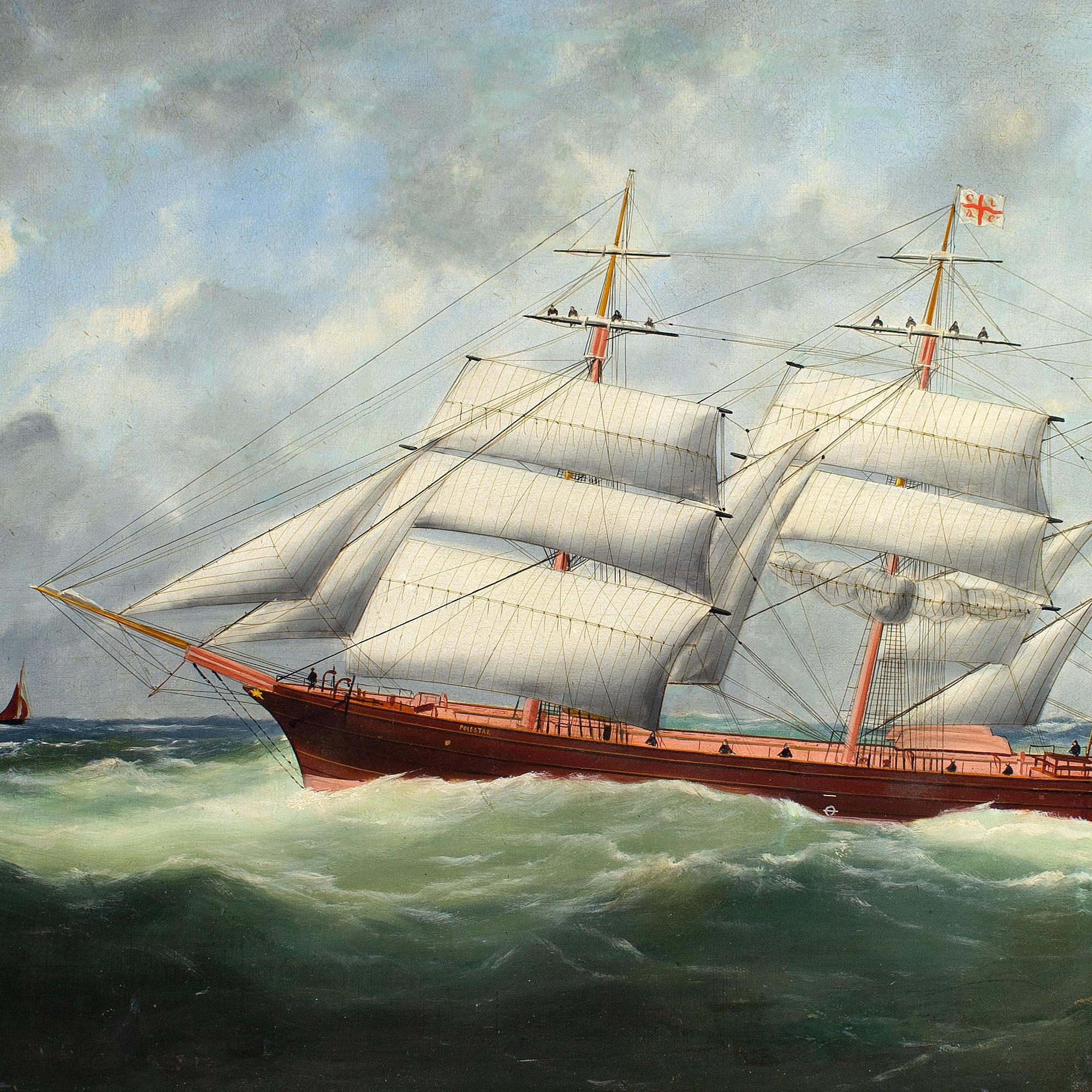 Édouard Adam, The Iron Barque Polestar In Full Sail For Sale 2