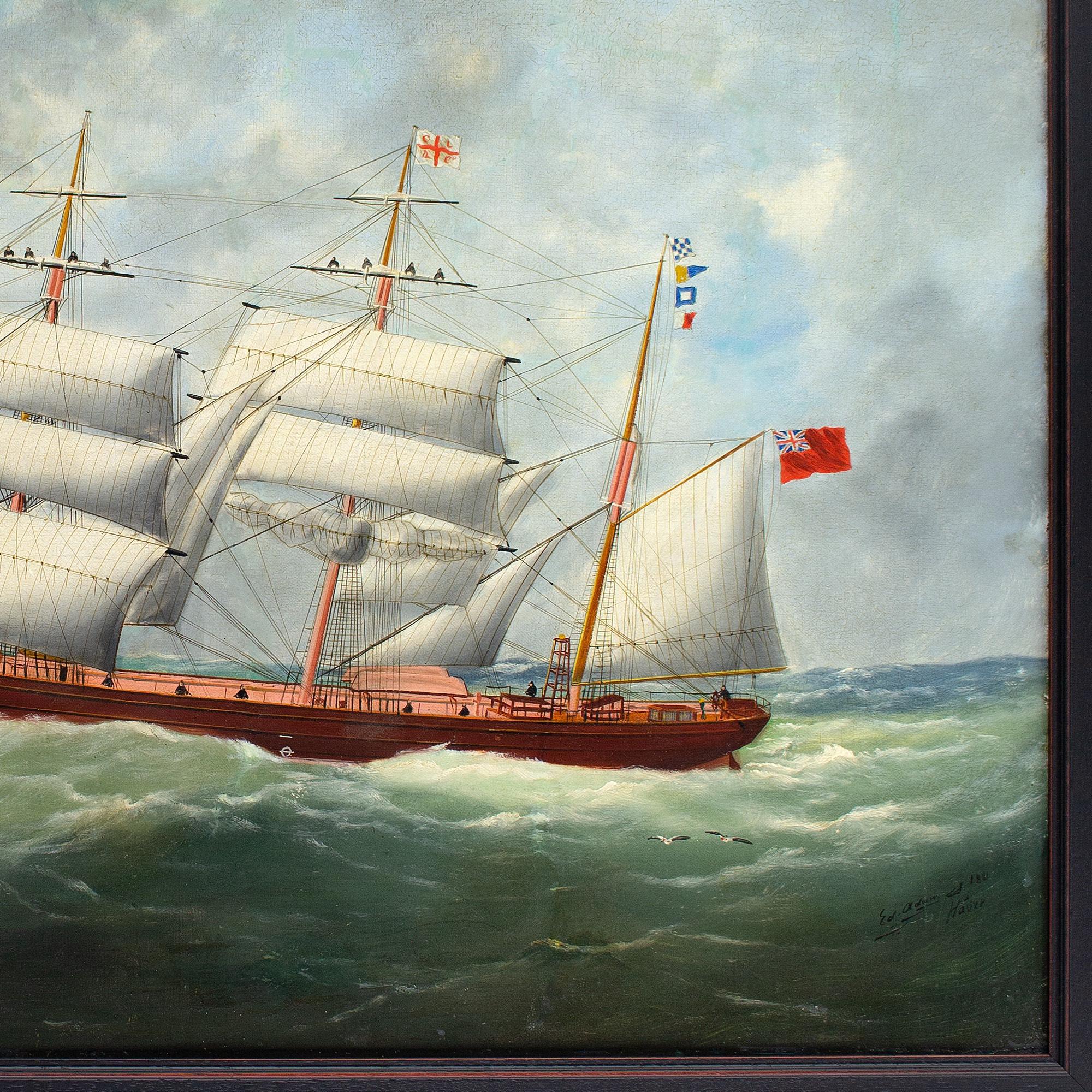 Édouard Adam, The Iron Barque Polestar In Full Sail For Sale 3