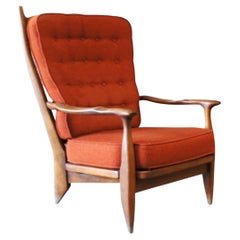 Edouard Armchair in Solid Oak, Guillerme and Chambron