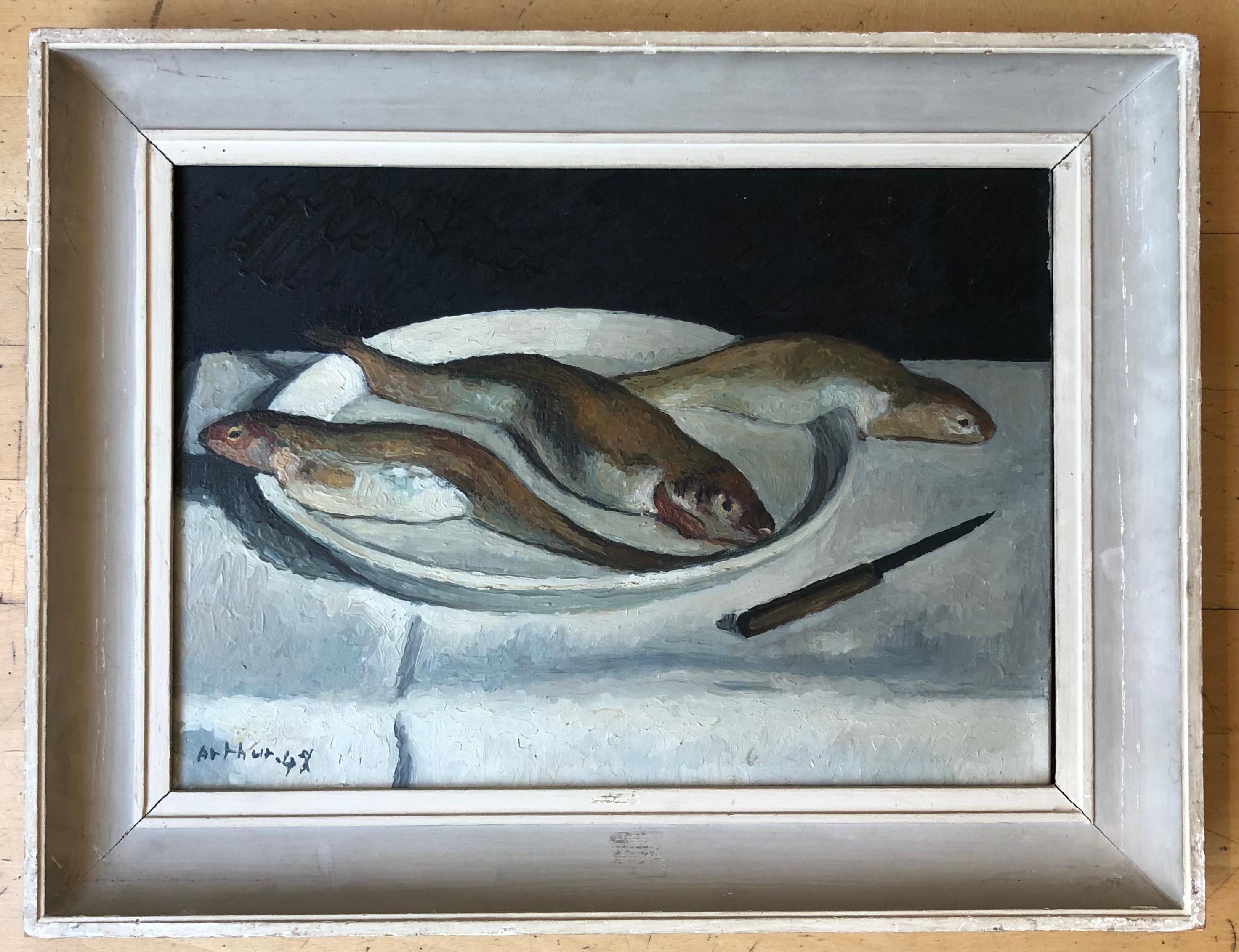 Fish platter - Painting by Edouard Arthur