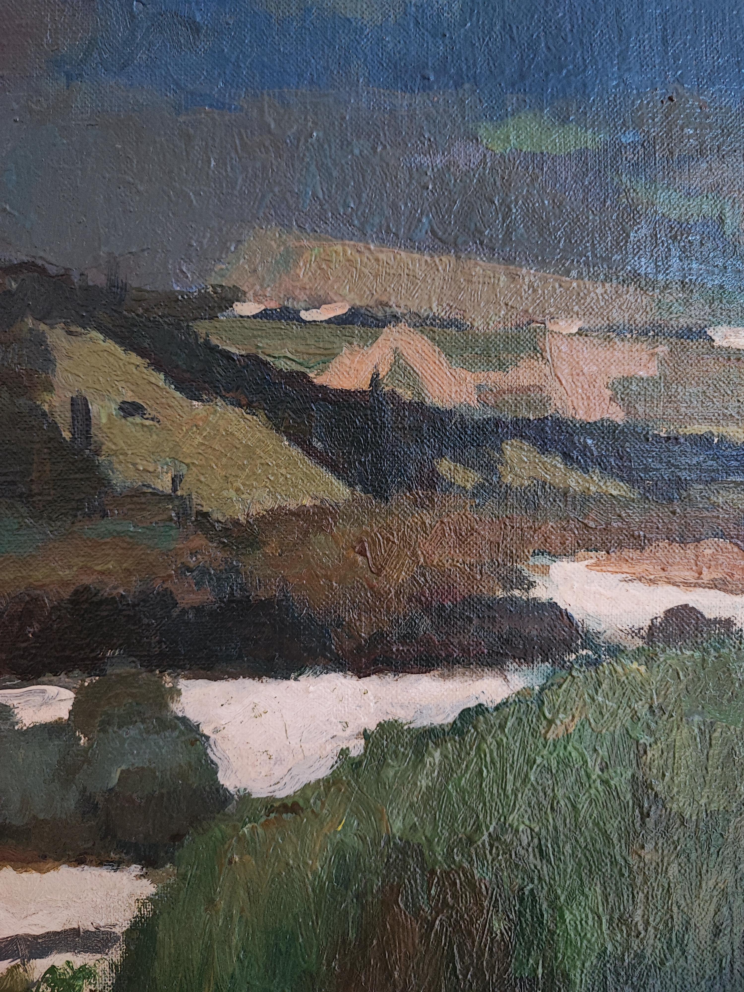 Travail sur la toile
Cadre en bois doré
62.5 x 72 x 4 cm