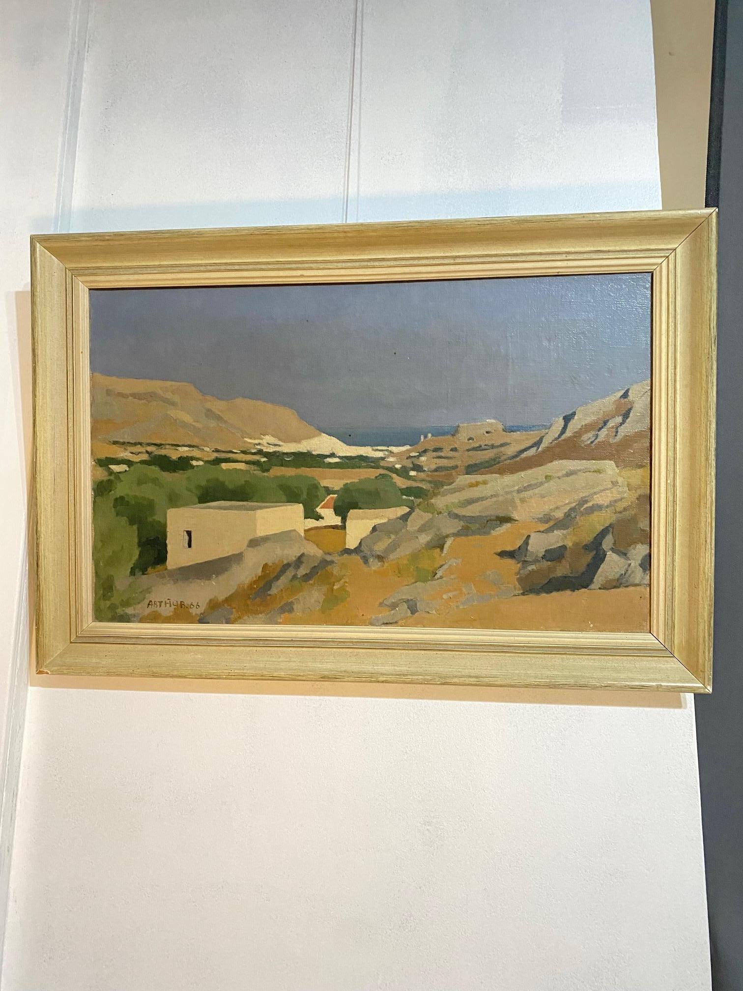 Grecia de Edouard Arthur, Óleo sobre lienzo 38x61 cm en venta 2