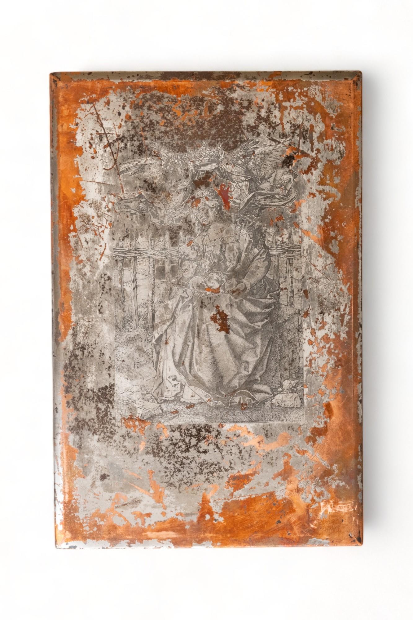 Placa original de cobre plateado de la que se extrajeron las estampas grabadas por Durero. Se basó en un dibujo de Durero Procedencia: Venta Edouard Baldus, subasta Copages, 16 de junio de 2017. Lleva la inscripción 