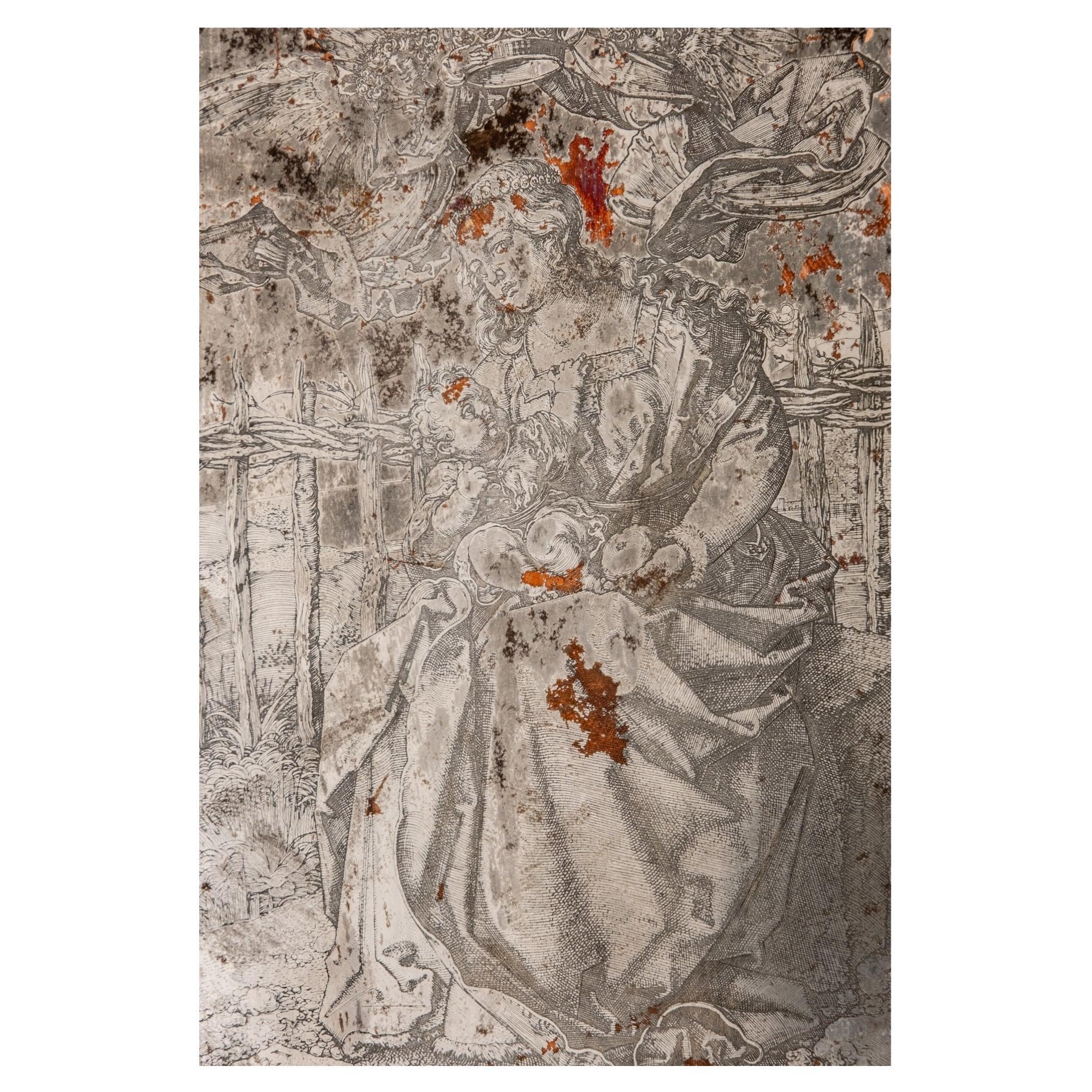 Plancha de cobre de Edouard Baldus titulada "La Virgen y el Niño coronados por dos A en venta