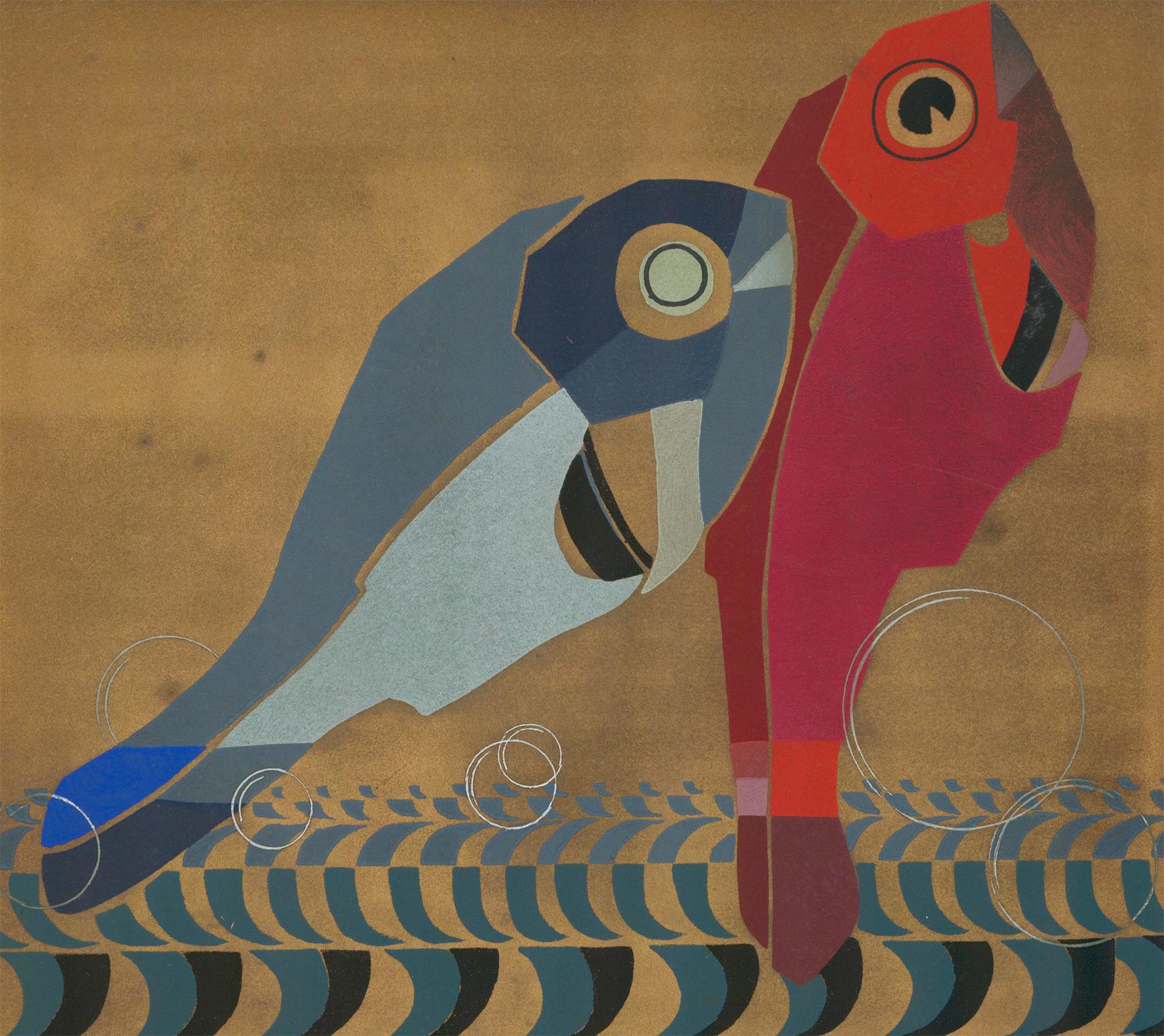 Pochoir Pesce Rosso da Relais - Print Art Déco di Edouard Benedictus