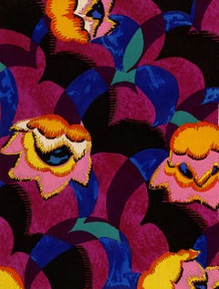 Variations 13" - Pochoir Art Déco français, Pochoir original appliqué à la main