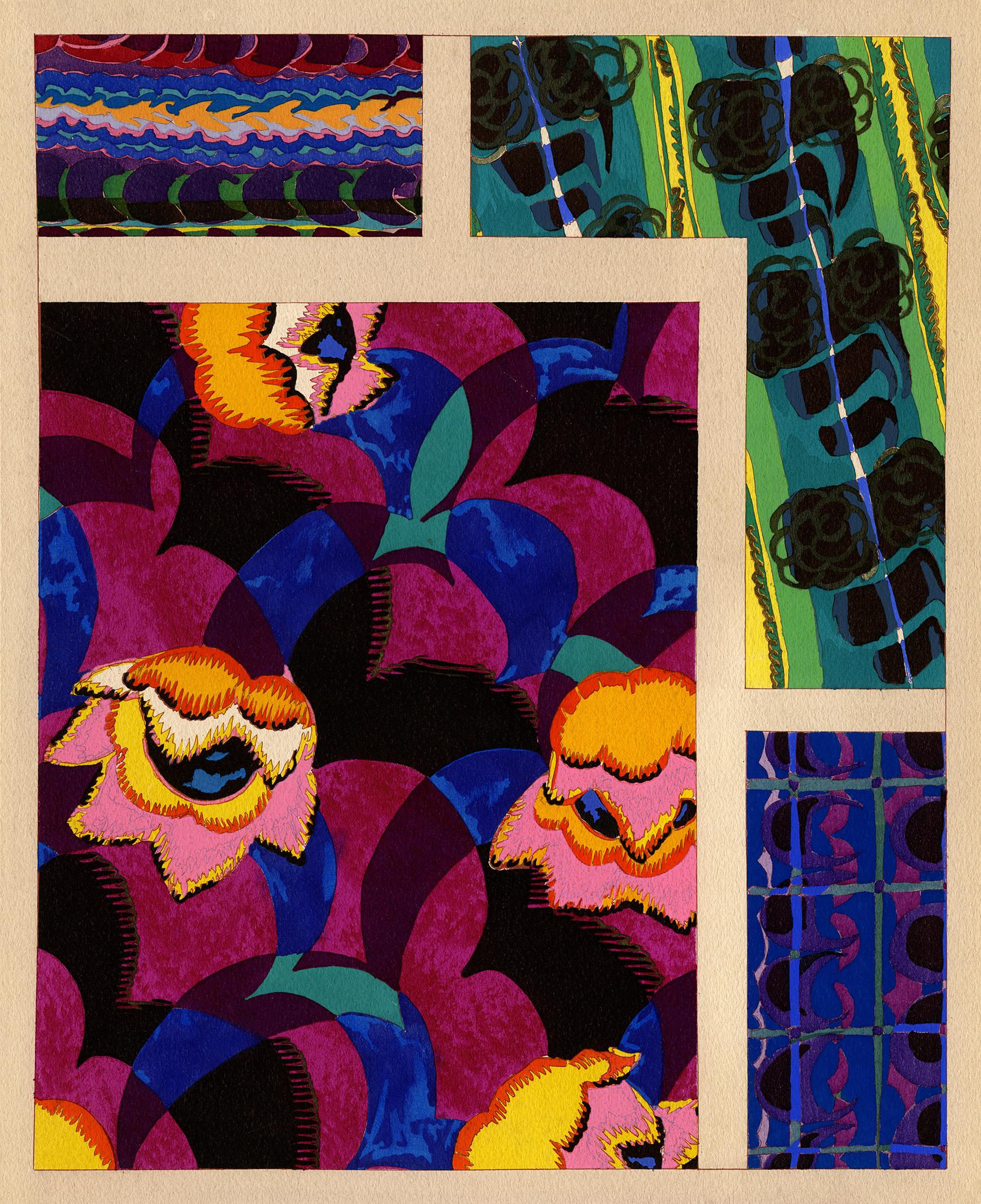 'Variations 13' — French Art Deco Pochoir, Hand-Applied Pochoir Original