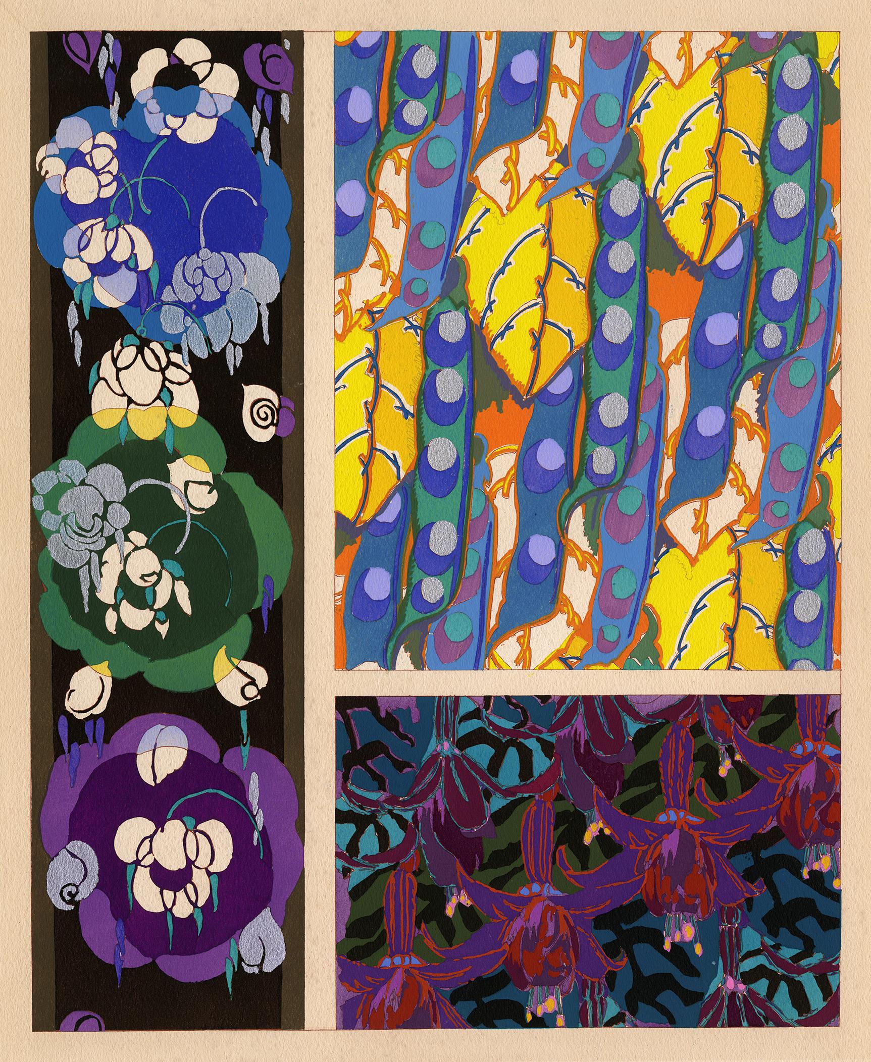 'Variations 5' - Pochoir francese Art Deco, Pochoir originale applicato a mano