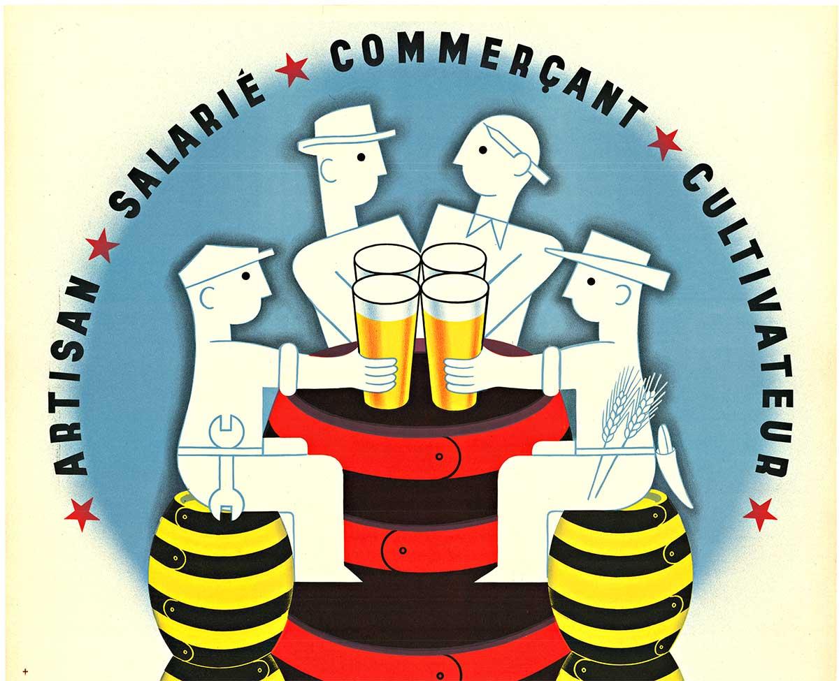 Cartel antiguo francés original de Mosellane Biere (Cerveza) (versión en blanco) - Print de Edouard Bollaert