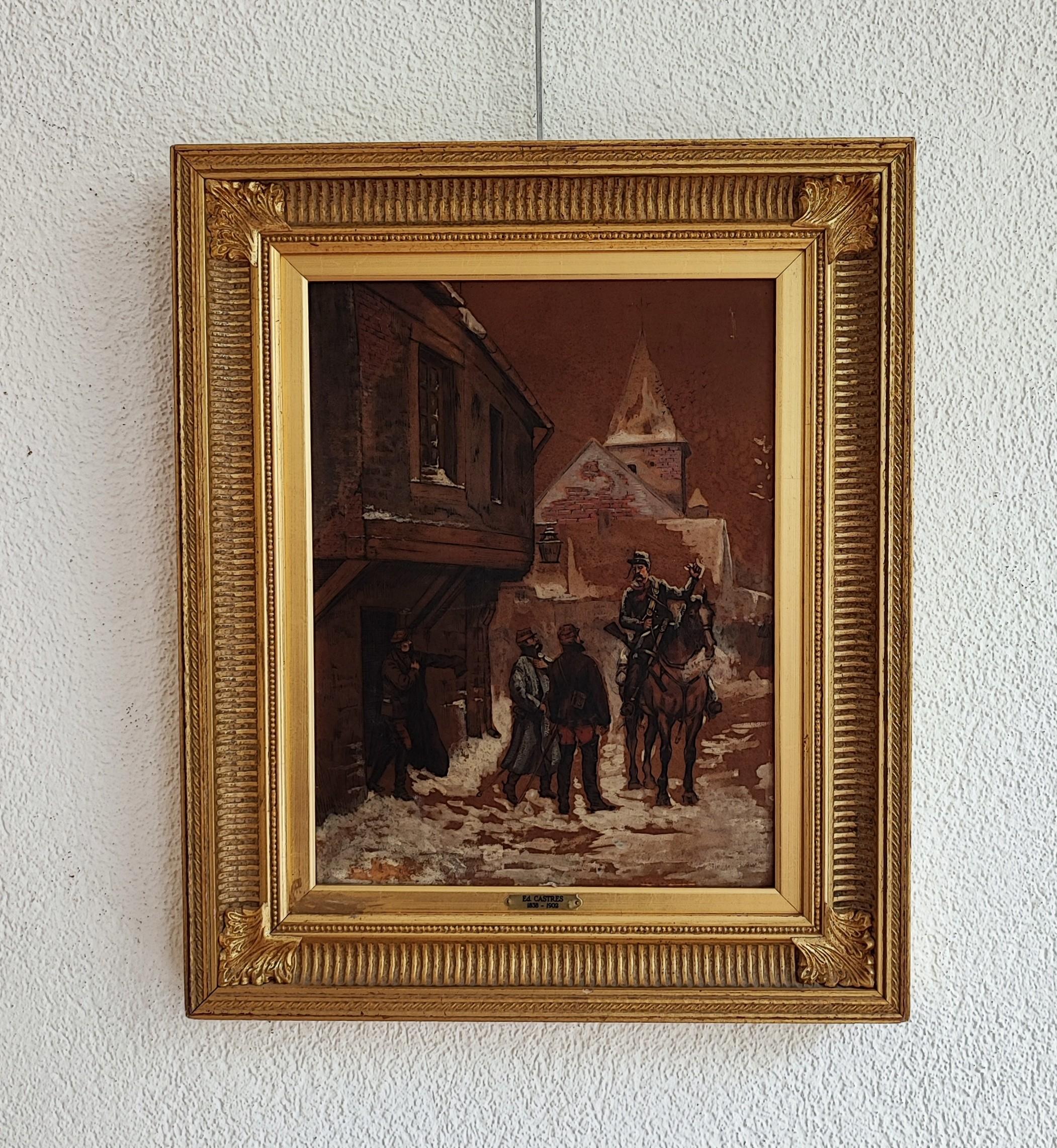Militari in discussione - Painting di Edouard Castre