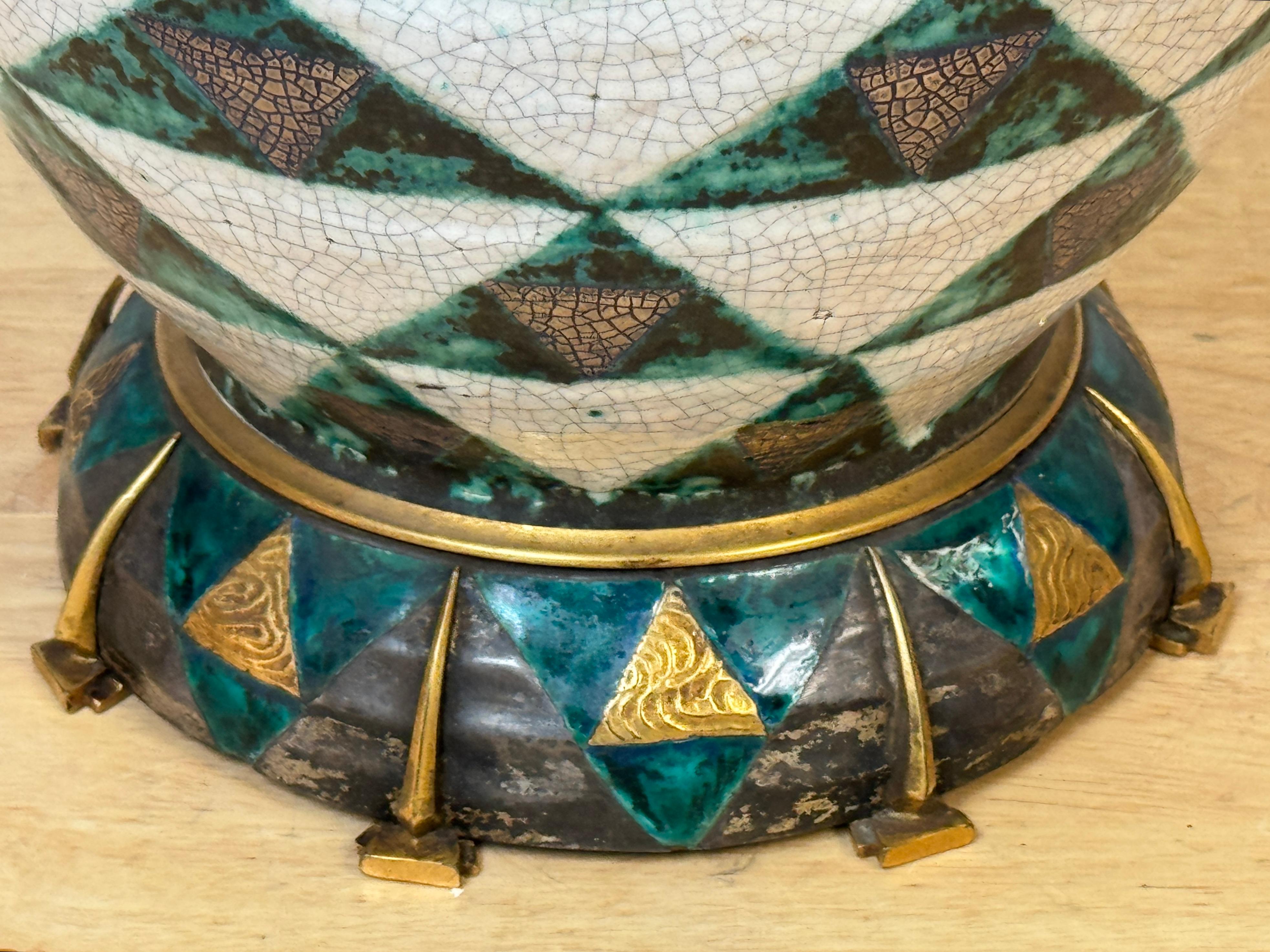 Lámpara Art Déco Édouard Cazaux Motivo indio americano con punta de flecha - Una obra maestra Esmalte en venta