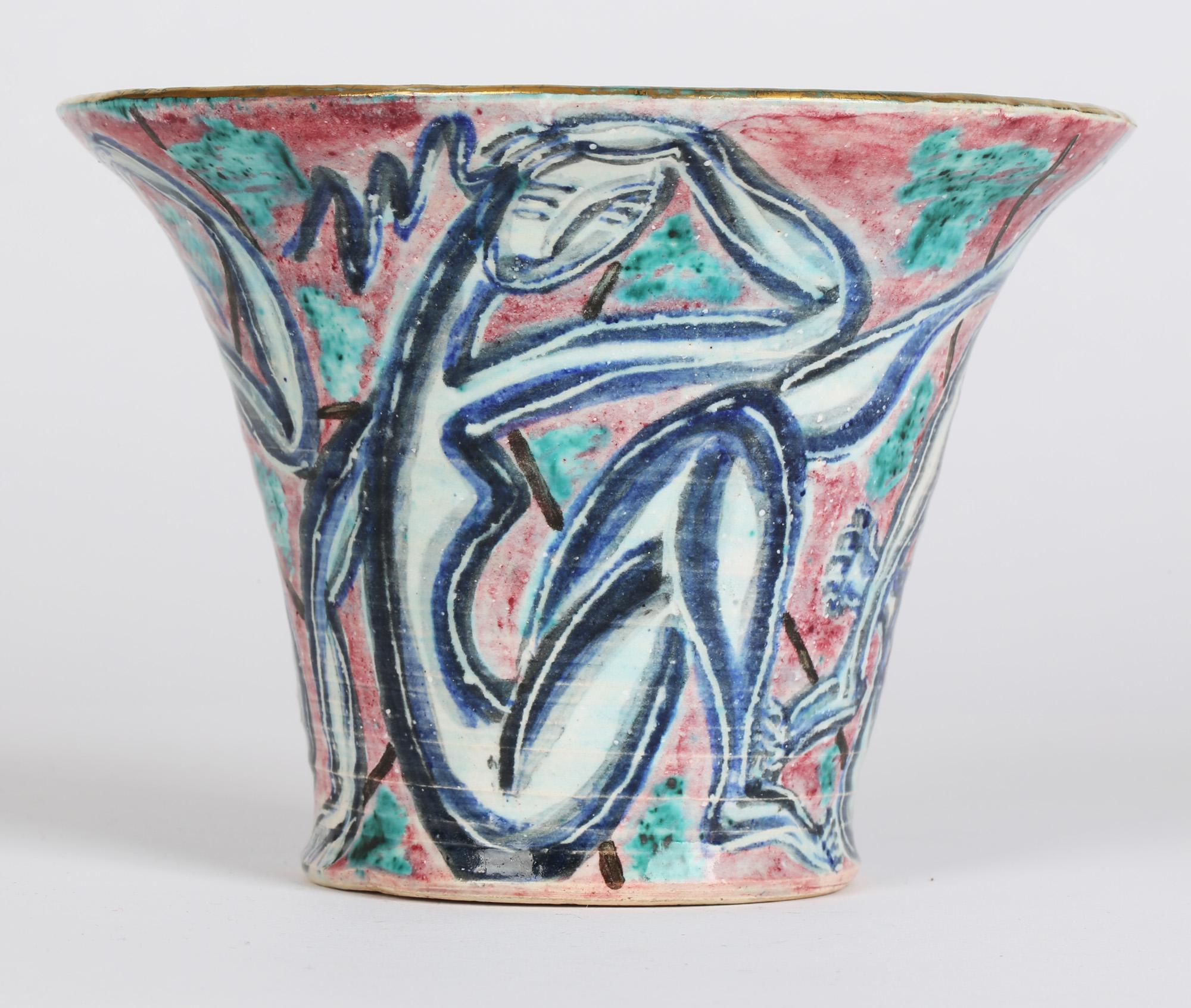 Édouard Cazaux Art Deco Nude Painted Pottery Vase 2
