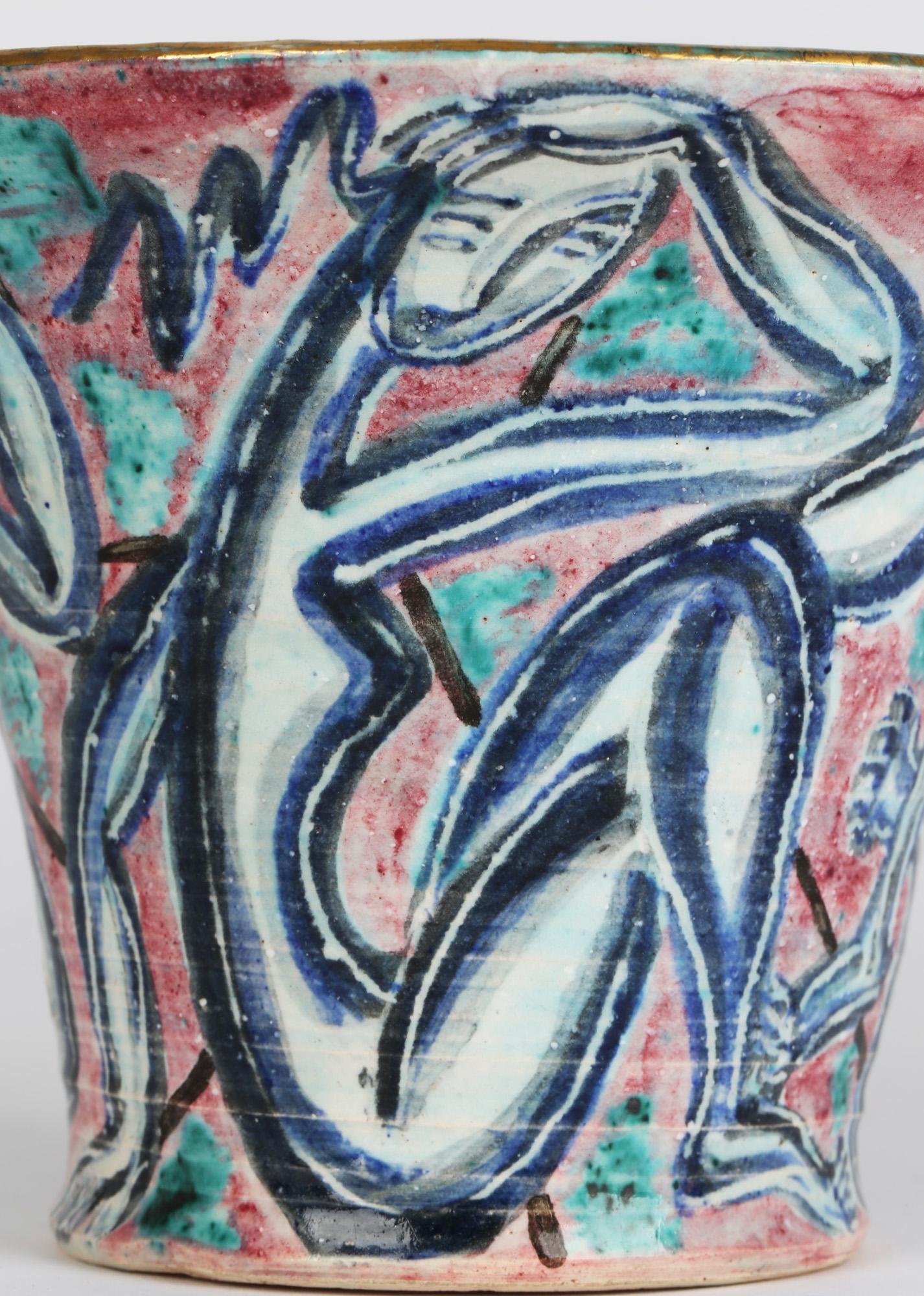 Édouard Cazaux Art Deco Nude Painted Pottery Vase 3