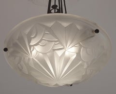 Edouard Cazaux für Degue Breiter französischer Art-Déco-Hängeleuchter:: 1928-1930