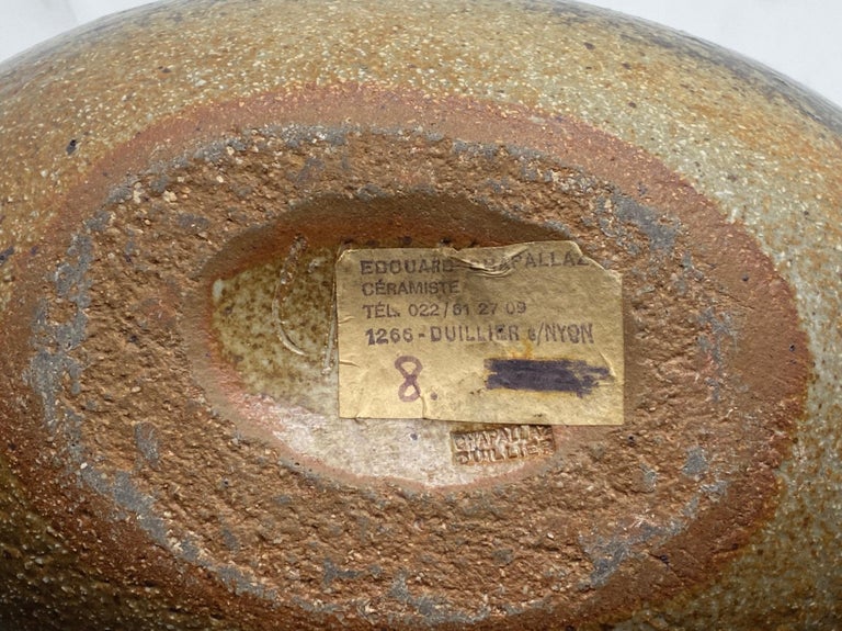 Modern Edouard Chapallaz/ Duillier, Pottery/Ceramic/Stoneware, Vase Signed Paper Label For Sale