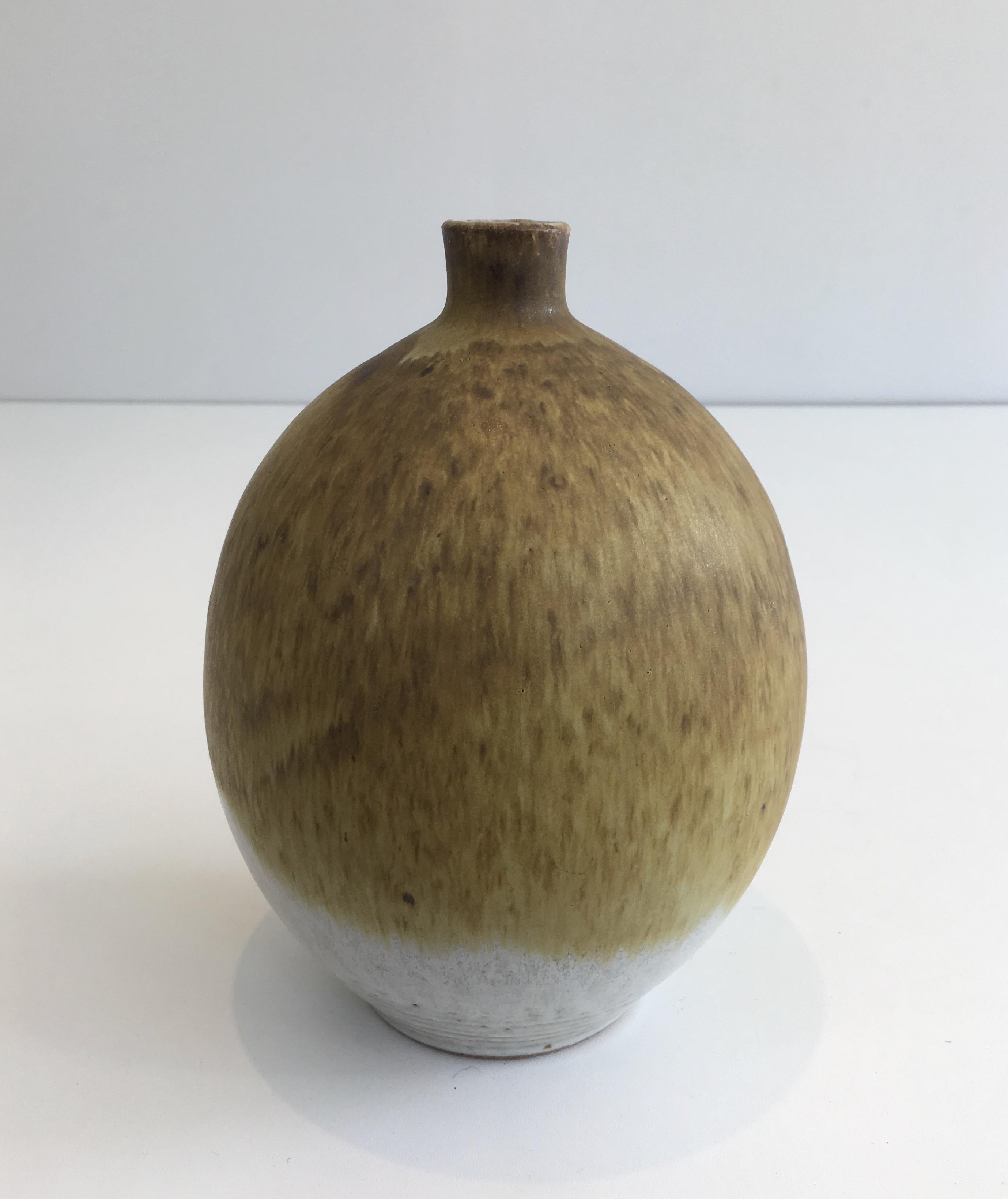 Edouard Chapallaz, Small Sandstone Single-Flower Vase, Signed by Swiss Artist Ed For Sale 3